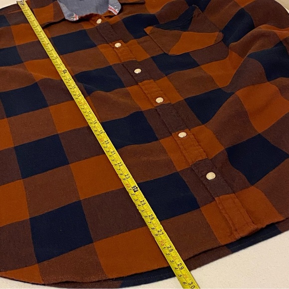Flag & Anthem Women’s Pearl Snap Shirt XXL Plaid Rust/ Blue Pocket - Picture 11 of 11